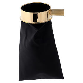 Alms bag faux leather with handle holder 30 cm