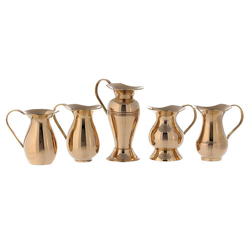 Set of 5 golden brass ewers 7-10 cm 1