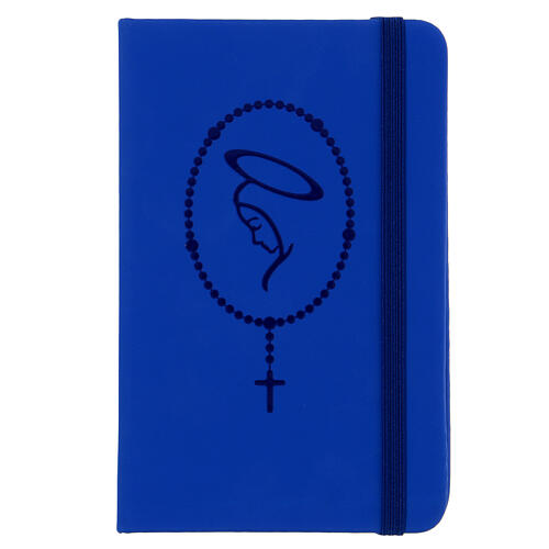 Agenda de bolso azul com Maria e terço 10x15 cm 1