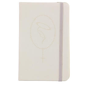 White pocket diary with Mary and rosary 10x15 cm