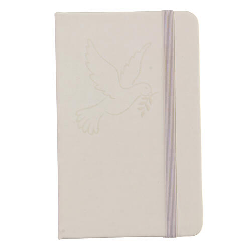 Taschennotizbuch, weiß, Friedenstaube, 10x15. 1