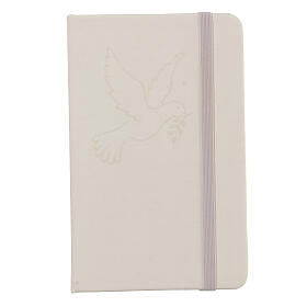Agenda de poche blanc avec colombe de la paix 10x15 cm