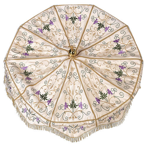Processional umbrella with grapes and wheat embroidery h 1.8 m 2