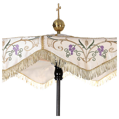 Processional umbrella with grapes and wheat embroidery h 1.8 m 3