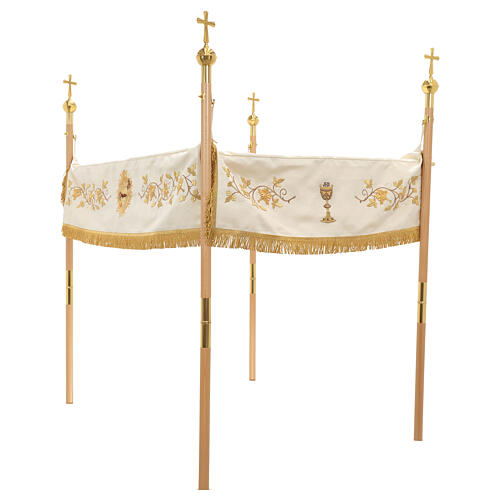 Processional canopy, golden embroidery, JHS, chalice and lamb, 50x65 in 4