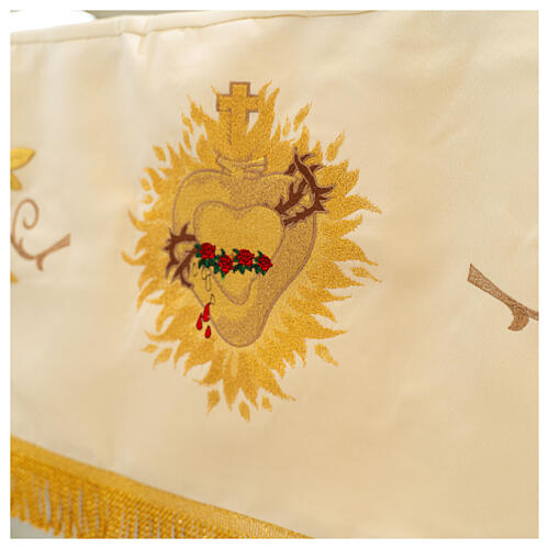 Processional canopy, golden embroidery, JHS, chalice and lamb, 50x65 in 5