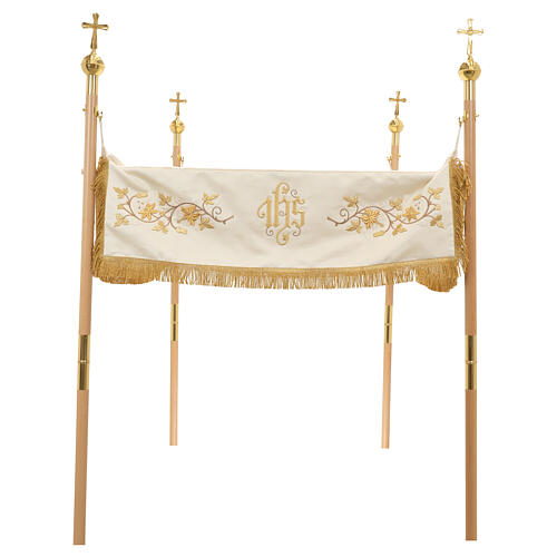 Processional canopy, golden embroidery, JHS, chalice and lamb, 50x65 in 6