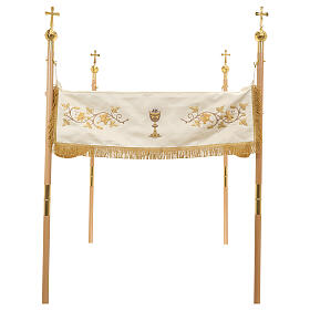 Gold processional canopy JHS Lamb Chalice 130x160 cm