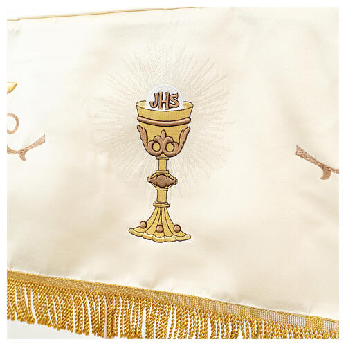 Baldachin, 160 x 250 cm, mit goldfarbenen Stickereien IHS und Lamm Gottes 7