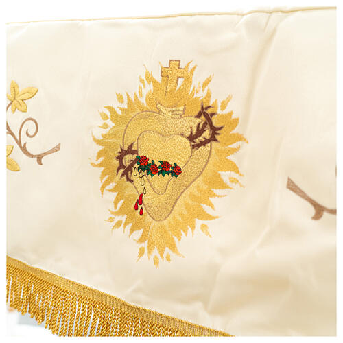 Baldachin, 160 x 250 cm, mit goldfarbenen Stickereien IHS und Lamm Gottes 8