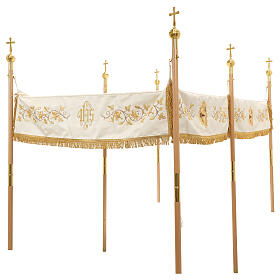Golden processional canopy, Chalice JHS and Lamb, 65x100 in