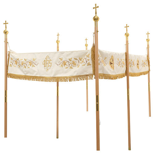 Golden processional canopy, Chalice JHS and Lamb, 65x100 in 2