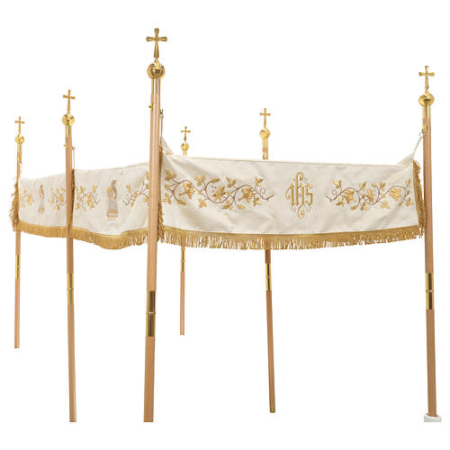 Golden processional canopy, Chalice JHS and Lamb, 65x100 in 4