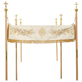 Gold processional canopy Chalice JHS Lamb 160x250 cm