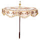 Processional umbrella, golden and orange flower embroidered on ivory fabric, h 70 in s3