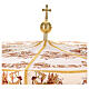 Processional umbrella, golden and orange flower embroidered on ivory fabric, h 70 in s4