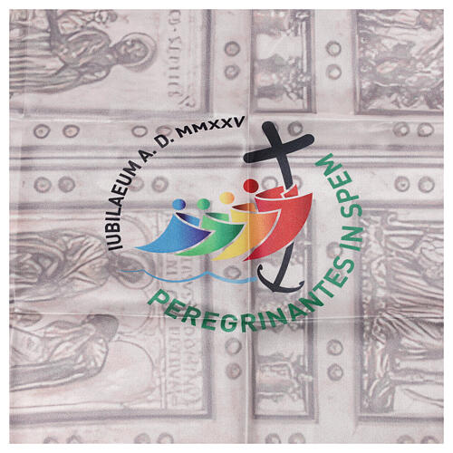 Lenço de pescoço logótipo oficial Jubileu 2025 110x50 cm impressão Porta Santa 2