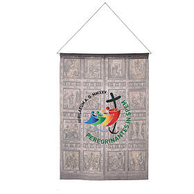 Sztandar logo oficjalne Jubileusz Rzym 2025, 100x70 cm, Drzwi Święte