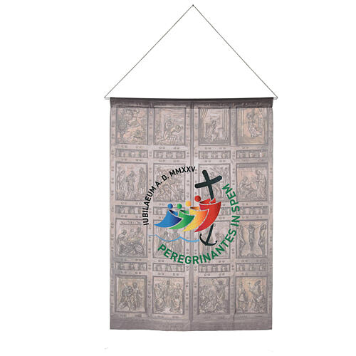 Estandarte logótipo oficial Jubileu Roma 2025 100x70 cm Porta Santa 1