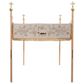 Prozessionsbaldachin mit Goldfransen aus Canottiglia, 140 x 160 cm – bestickt, ohne Stangen