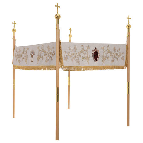Prozessionsbaldachin mit Goldfransen aus Canottiglia, 140 x 160 cm – bestickt, ohne Stangen 7