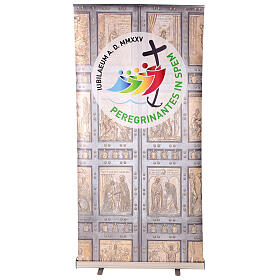 Roll-up Banner zum Jubiläum 2025, offizielles Logo, 200x100 cm, Hintergrundbild Heilige Pforte