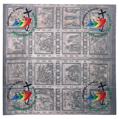 Foulard with Holy Door and 2025 Jubilee official logo, 45x45 in 1