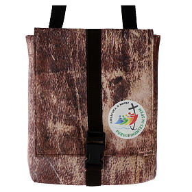 Brown handbag with 2025 Jubilee official logo in LATIN, 8x11 in