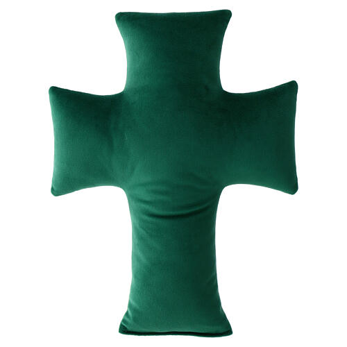 Kissen in Kreuzform zum Jubiläum 2025, grün, gepolstert, Samt, 30x20 cm 4