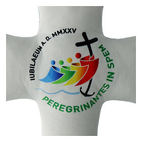 Velvet padded cross with 2025 Jubilee logo, green back, 12x8 in