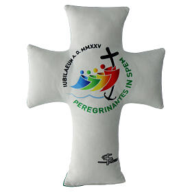 Velvet padded cross with 2025 Jubilee logo, green back, 12x8 in