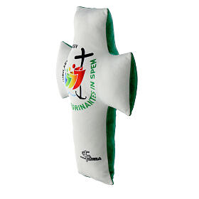 Velvet padded cross with 2025 Jubilee logo, green back, 12x8 in