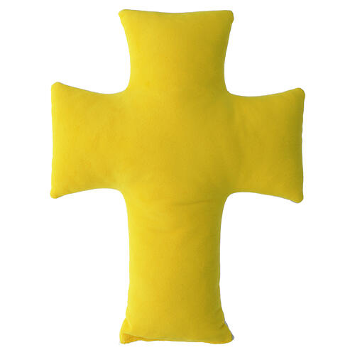 Velvet padded cross with 2025 Jubilee logo, yellow back, 12x8 in 4