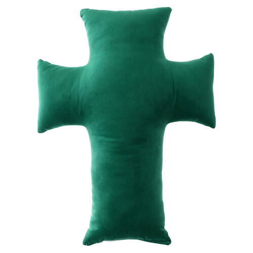 Padded cross with 2025 Jubilee logo, green velvet, 18x14 in 4