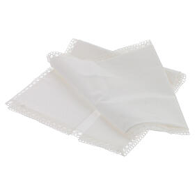 Fußwasch-Tuch mit Spitzenbordüre, 100 % Baumwolle – 70 × 62 cm