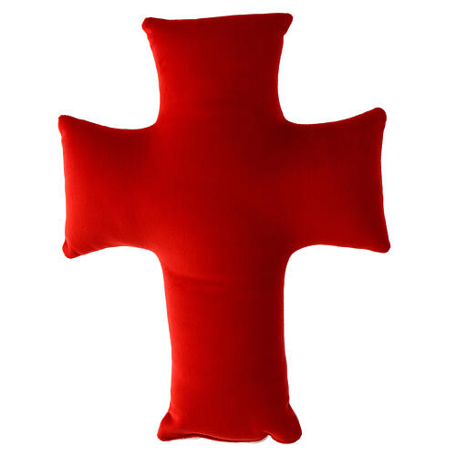 Cross-shaped pillow, Jubilee 2025, red velvet, 12x9 in 4