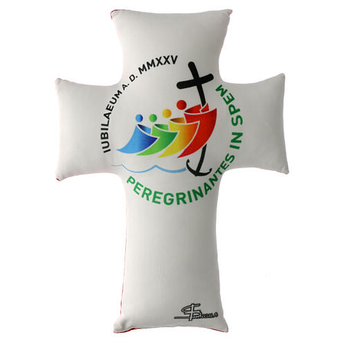 Jubilee 2025, cross-shaped pillow, red velvet, 18x14 in 1