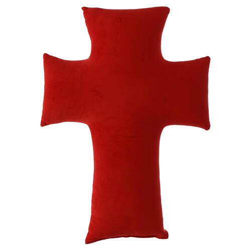 Jubilee 2025, cross-shaped pillow, red velvet, 18x14 in 4