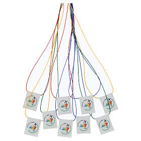 Jubilee 2025 necklace with Latin logo, vegetable leather and rope of assorted colours