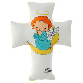 Cross guardian angel pillow cushion, 30x20 cm