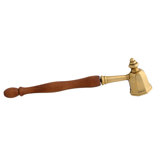 Spegnicandela ottone dorato manico legno 20 cm 1