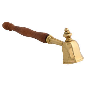 Golden brass candle snuffer with wooden handle 20 cm