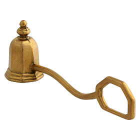 Octagonal golden brass candle snuffer 14 cm