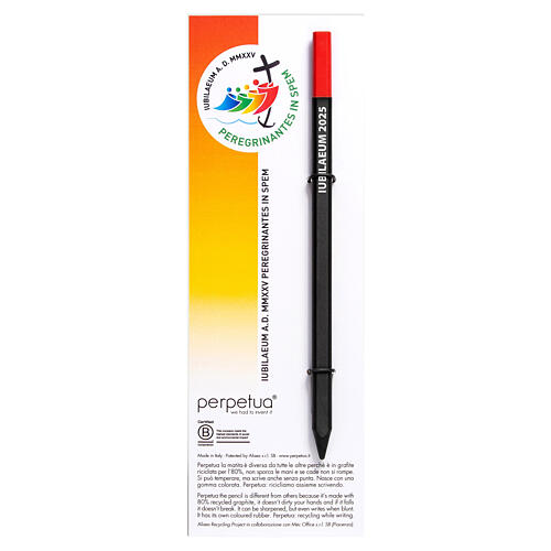 Perpetua the Pencil with official Jubilee 2025 logo, red eraser 1