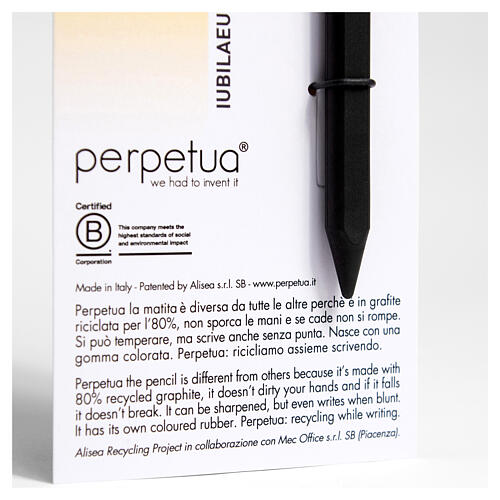 Perpetua the Pencil with official Jubilee 2025 logo, red eraser 6