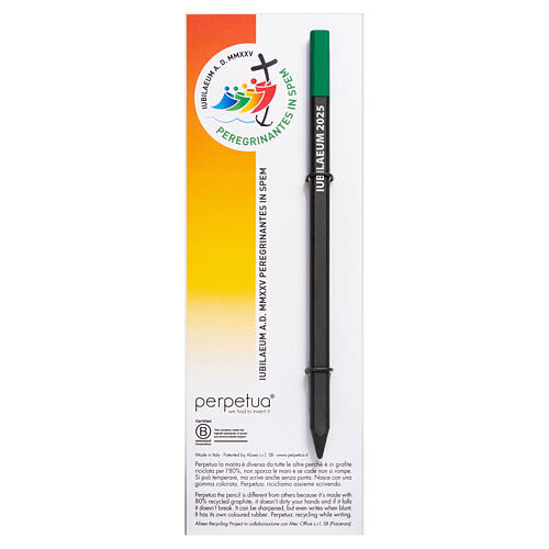 Perpetua the Pencil, official Jubilee 2025 logo, green eraser 1