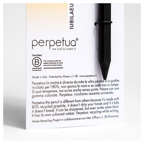 Perpetua the Pencil with official Jubilee 2025 logo, blue eraser 6