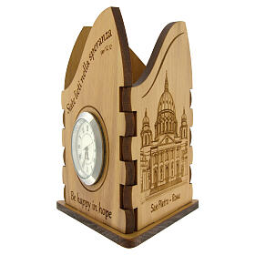 Jubilee olive tree pen holder with clock and Monastero Clarisse Albano Laziale logo