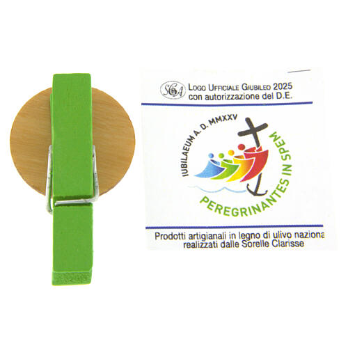 Jubilee green peg, olivewood medal, Monastery of the Poor Clare Nuns of Albano Laziale 3