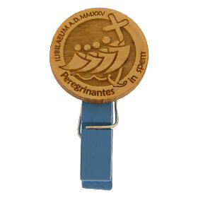 Light blue peg, Jubilee olivewood medal, Monastery of the Poor Clare Nuns of Albano Laziale